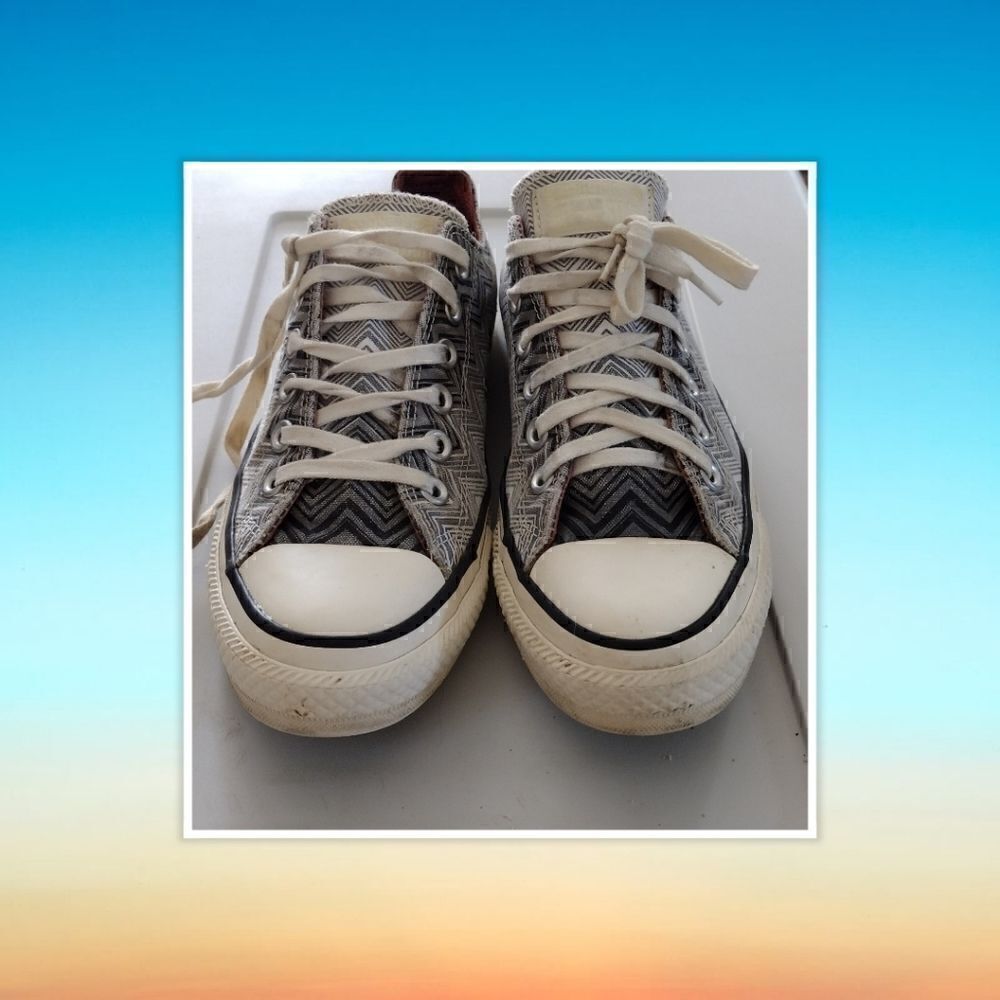 Converse All Star Missoni W 6.5 M 4.5 Gray White Chevron Lo Top Shoes Sneakers